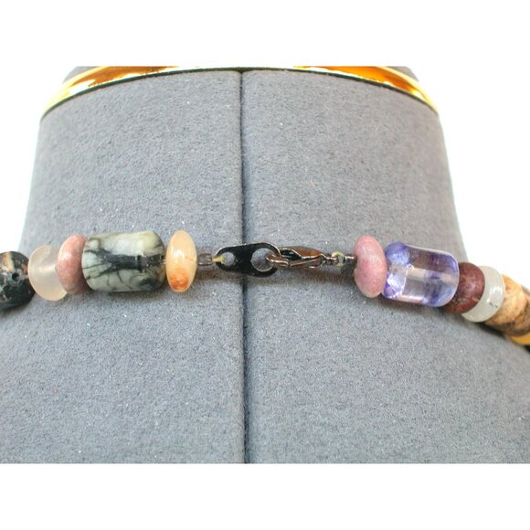 Vintage Multi-Stone Beaded Necklace With Lobster Clasp 28" - Picture 3 of 3